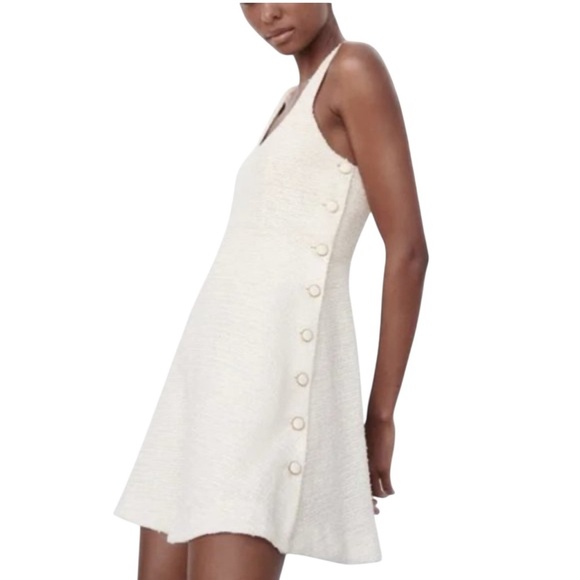 Zara Tweed White And Cream Dress - Picture 1 of 6